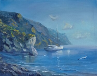 "The white yacht" Sailboat Painting, Seascape