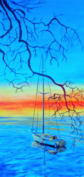 Back to listings Sailboat Painting Bright Colors Sunset Art