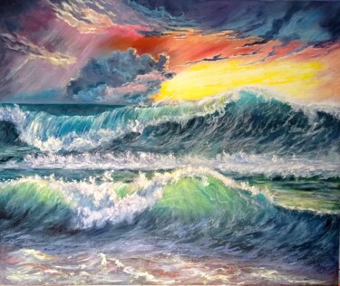 Stormy Ocean Wave Painting Original Oil On Canvas Artwork