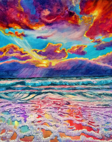 Sunset Sea Painting Seascape Original Oil Artwork