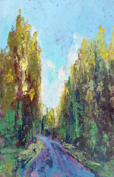 Tuscany Cypress Road Painting Italian Landscape Original Pai