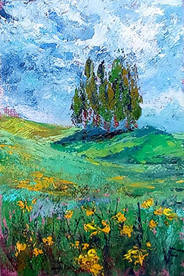 Tuscany Cypress Hills Painting Italian Landscape Original Pa