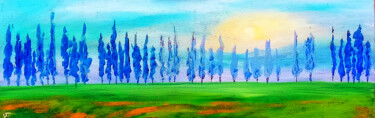 Italian Field Painting Landscape With Cypresses