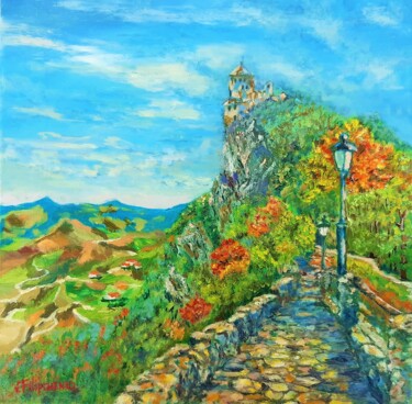 Medieval Castel San Marino Painting Original Artwoerk on Can