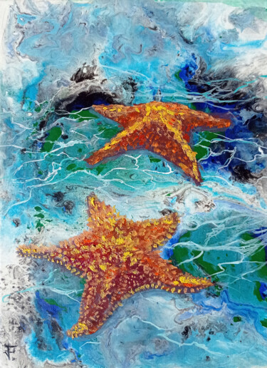 Starfish In Blue Water Original Painting.