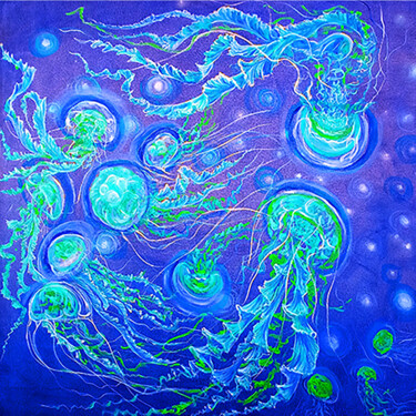 Jellyfish underwater original painting