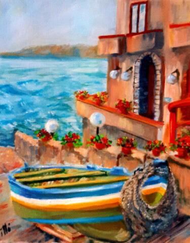 Boat Italian Cityscape Painting