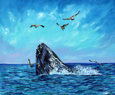 The Blue Whale With Seagulls.